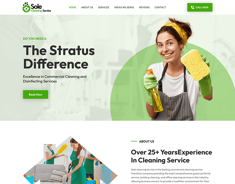 Landing Page for Cleaning Services Website