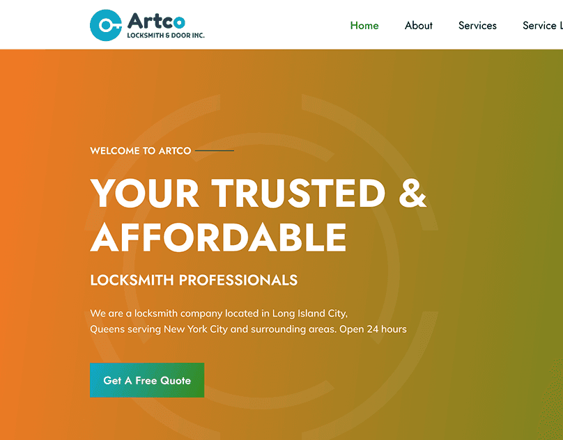 Landing Page for Locksmith Website
